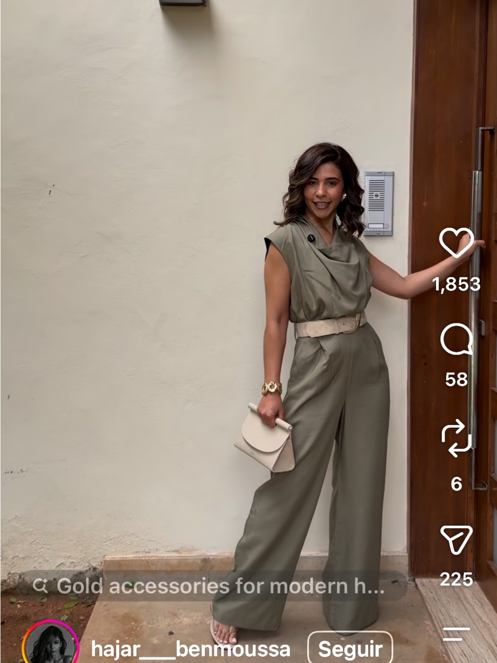 Zara Olive Green Wide-Leg Sleeveless Jumpsuit with Beige Belt